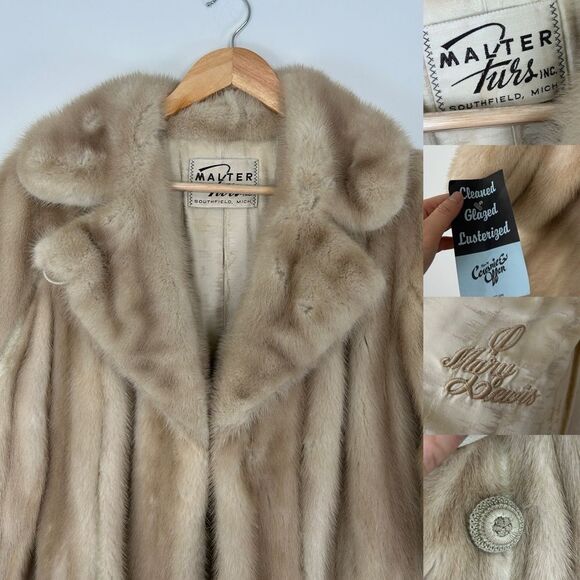 NWT Vintage Malters Fur Blonde Genuine Mink Coat with Leather Trim - Picture 7 of 8